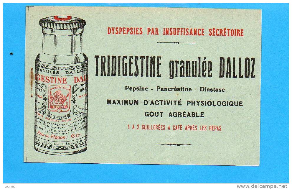 TRIDIGESTINE Granulée DALLOZ -   PARIS Xè - Pharmacie (pli , Agrafes) - Gesundheit