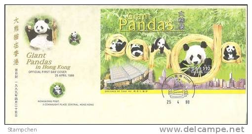 FDC Hong Kong 1999 Giant Panda S/s Rare Animal WWF Bamboo Bear - Ours