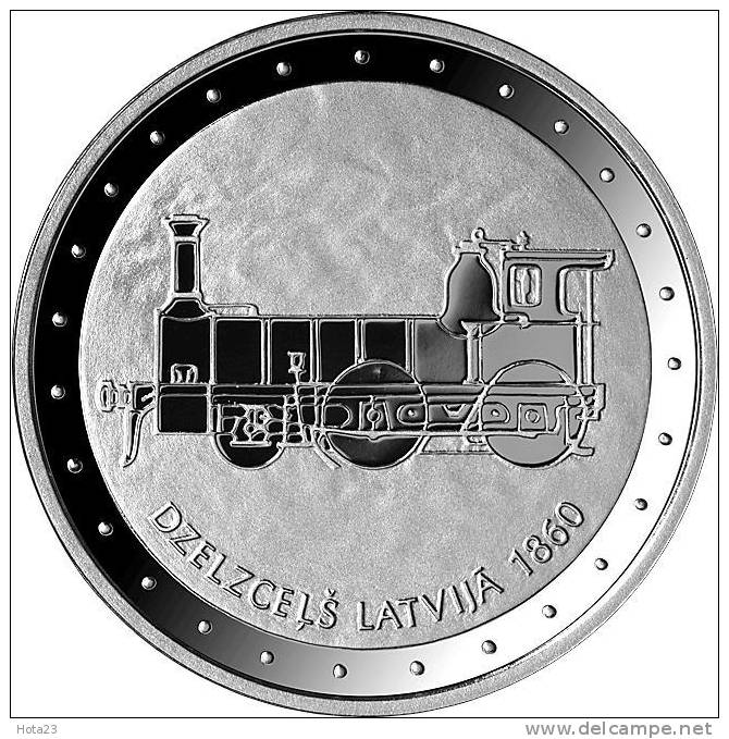 Latvia 2011 Latvian Railways OLD LOCOMOTIVE ,TRAIN SILVER COIN PROOF - Letonia