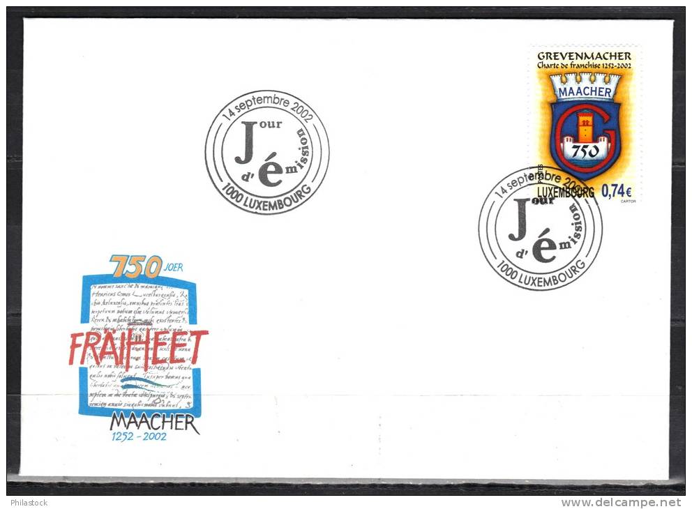 LUXEMBOURG 2002 Enveloppe FDC - FDC