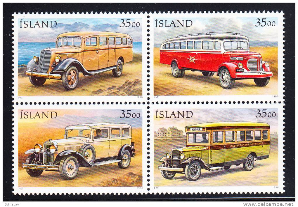 Iceland Scott #823a MNH Block Of 4 Mail Trucks - Unused Stamps