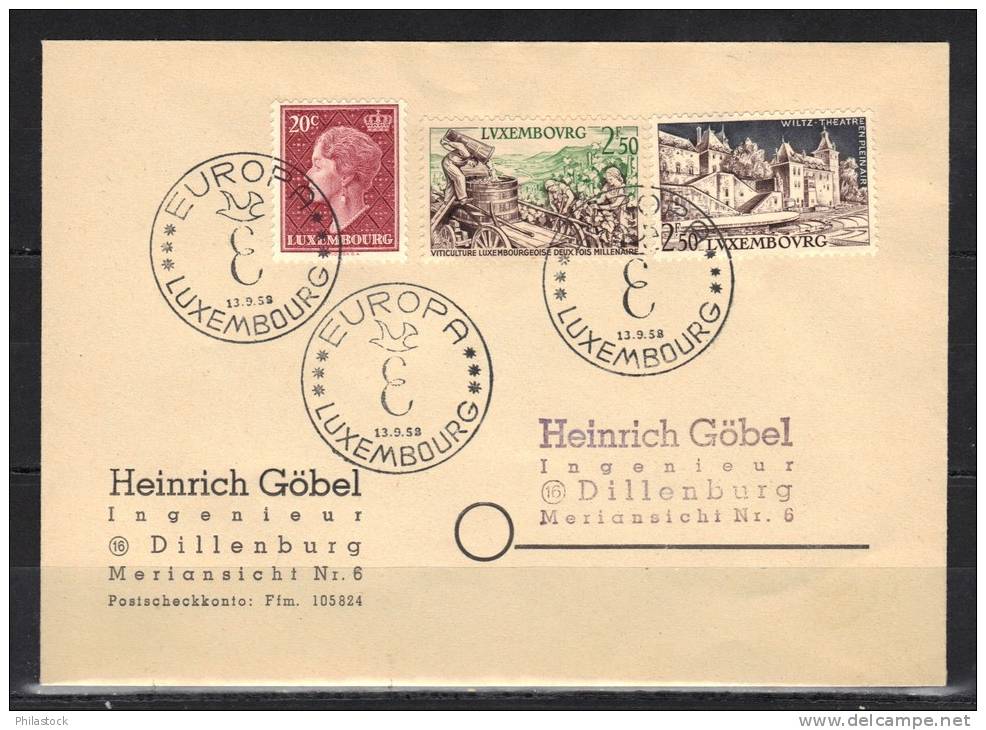 LUXEMBOURG 1958 Enveloppe FDC - FDC
