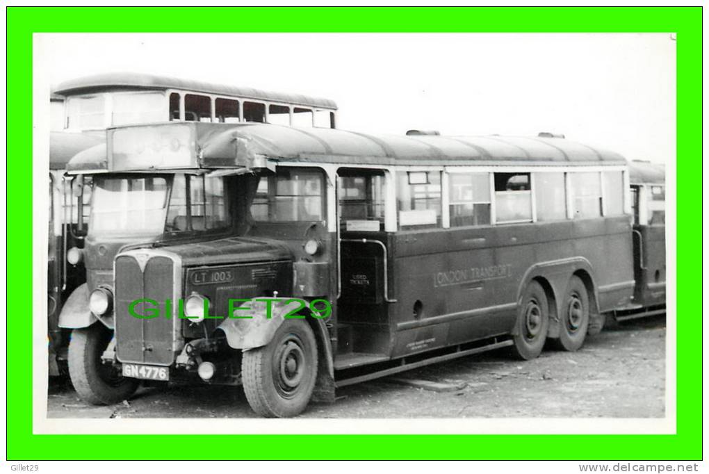 PHOTO - BUS  LT 1003 - LONDON TRANSPORT - PLATE No  GN 4776  - - Autres & Non Classés