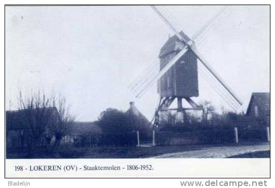 LOKEREN (O.Vl.) - Molen/moulin - De Gewezen Staaktemolen 1806-1952. Blauwe Prentkaart Ons Molenheem 1980 Naar Oude Foto - Lokeren