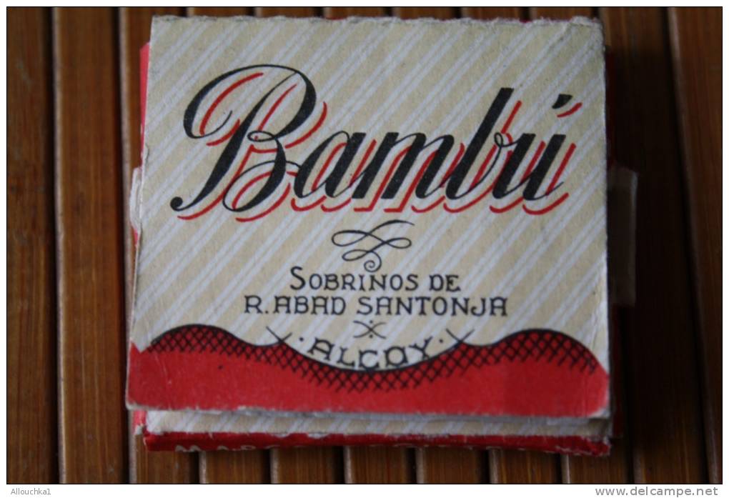 RARE PAPIER A CIGARETTES MARQUE BAMBU SOBRINOS DE R. ABAD SANTOJA ALCOY  MARQUA REGISTRADA  SUPERI TABAC ET OBJETS LIES - Sonstige & Ohne Zuordnung