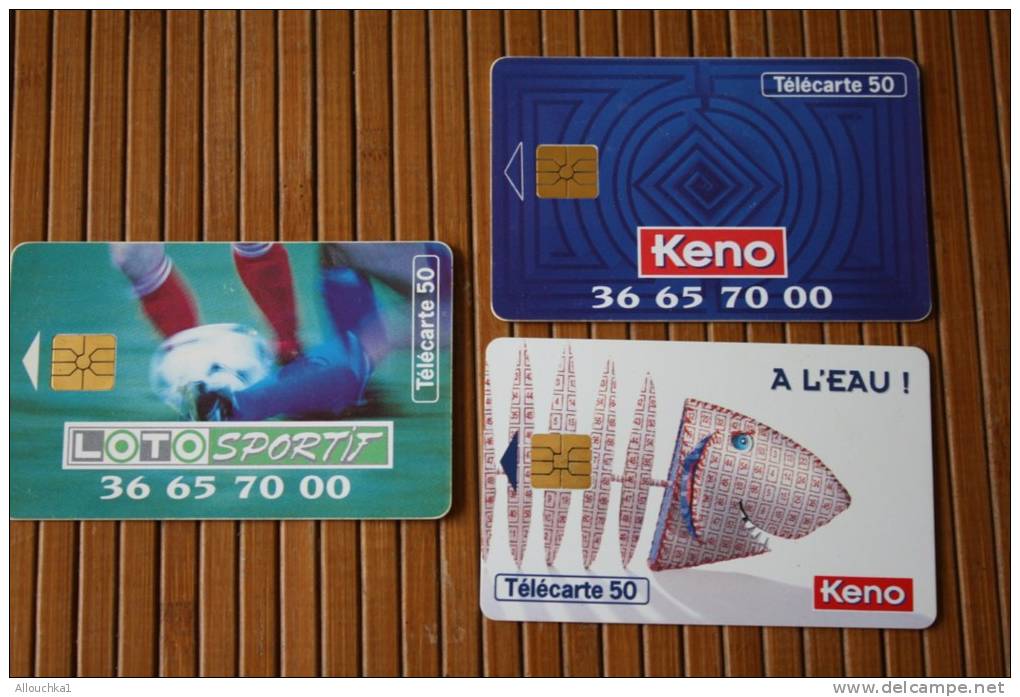 3 TELECARTES TELEPHONIQUES THEME JEUX DE HASARD &gt; LE LOTO SPORTIF  &gt;   KENO - Jeux