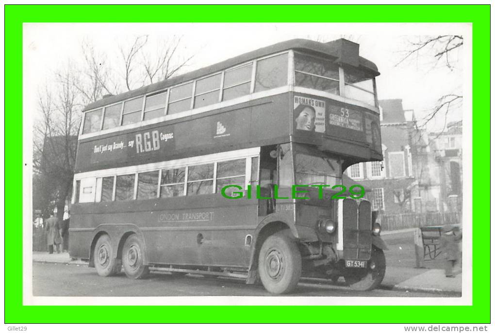 PHOTO - TROLLEY BUS , LT 1383 - LONDON TRANSPORT - PLATE No GX 5341 -  THE PSV CIRCLE - - Autres & Non Classés