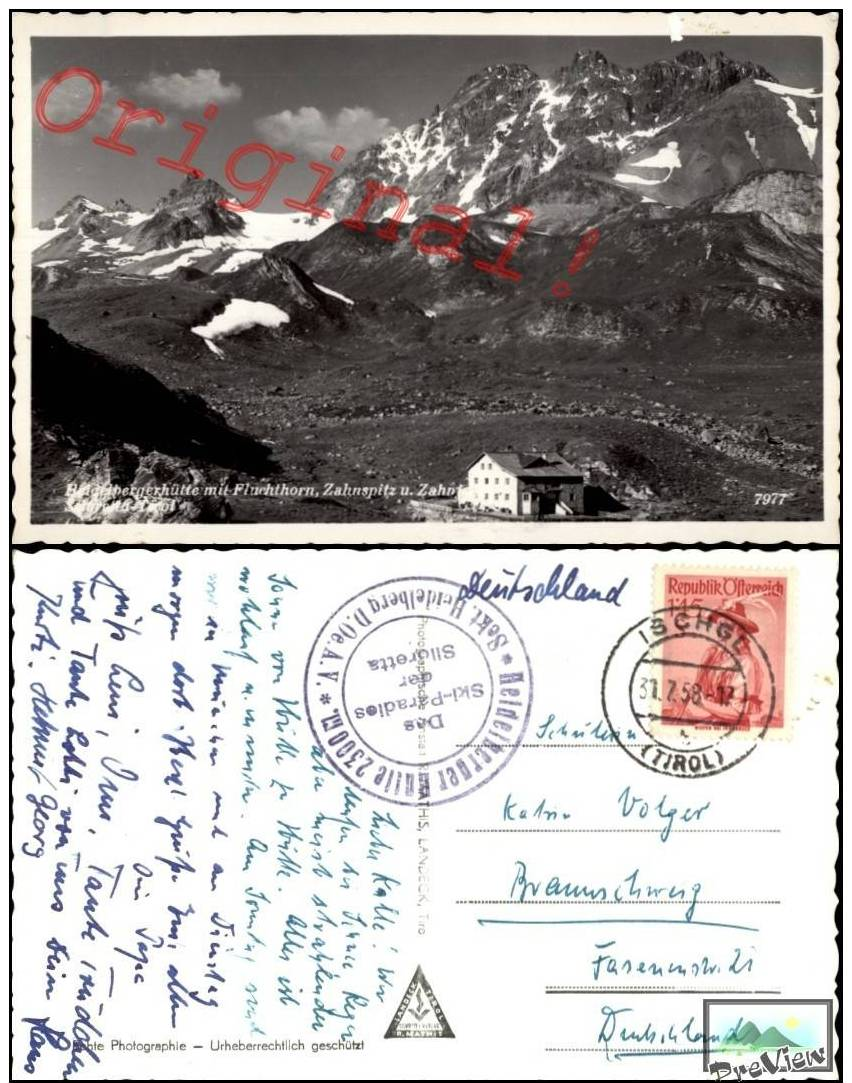 Ischgl Heidelbergerhütte Photopostkarte 1958 - Other & Unclassified