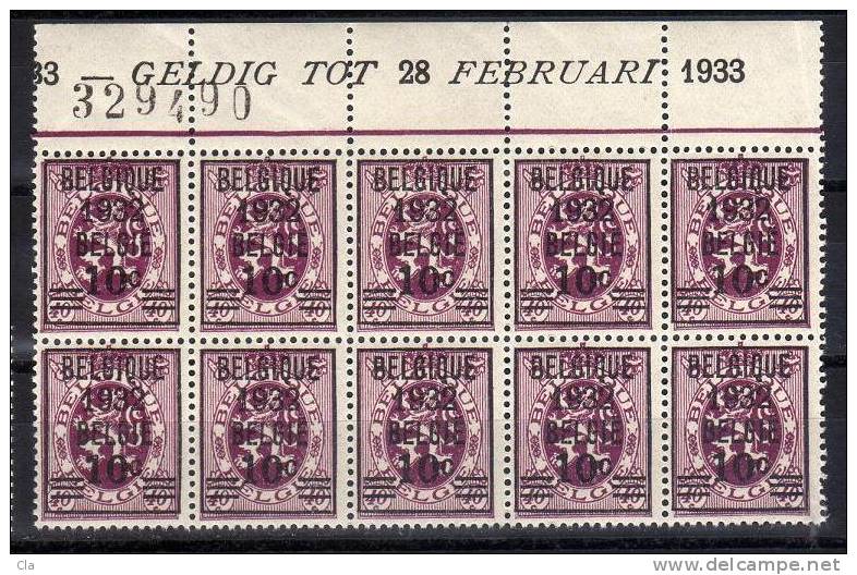 333 Bloc De 10  **  Bdf  Insc. Marg. - 1929-1937 Heraldieke Leeuw