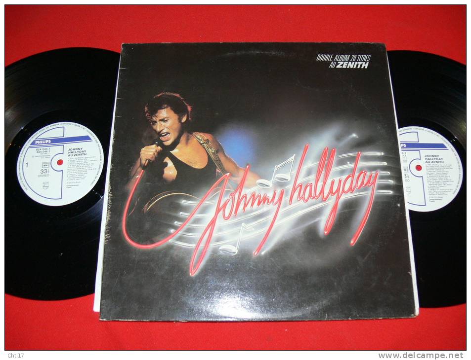 JOHNNY HALLYDAY   AU ZENITH 20 TITRES DEUX DISQUES  EDIT PHILIPS 1984 - Collector's Editions