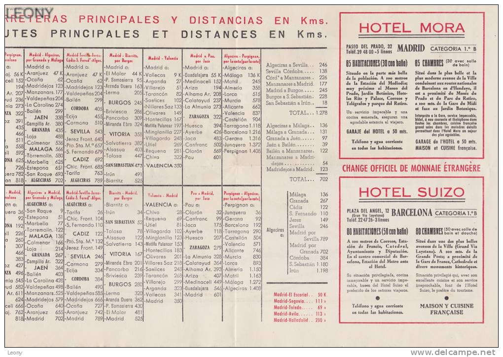 DEPLIANT PUBLICITAIRE  Des  " HOTELS MORA Et SUIZO à BARCELONA " - Advertising