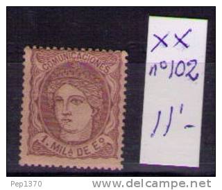 ESPAÑA 1870 - EFIGIE ALEGORICA DE ESPAÑA  - EDIFIL Nº 102 - Unused Stamps