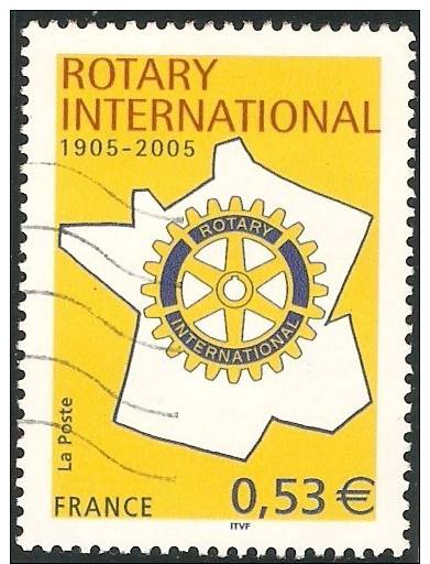 FR 3750  Centenaire Du ROTARY Club International 0.53€  2005  "emblème Sur Carte De France" - Used Stamps