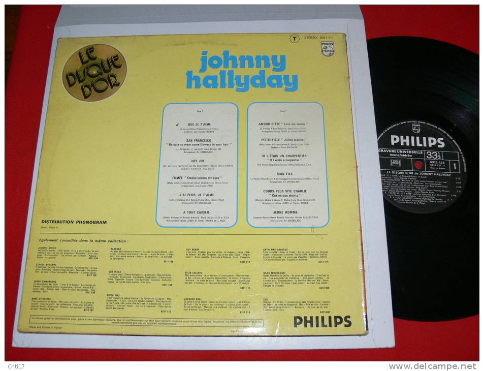 JOHNNY HALLYDAY  DISQUE D OR  QUE JE T AIME  EDIT  PHILIPS  1971 - Collector's Editions