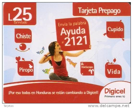 TARJETA DE HONDURAS DE 25 LEMPIRAS DE UNA CHICA CON MOVIL (DIGICEL) - Honduras