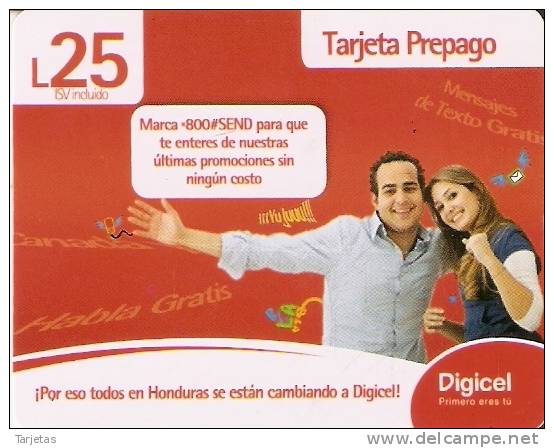 TARJETA DE HONDURAS DE 25 LEMPIRAS DE UNA PAREJA (DIGICEL) - Honduras