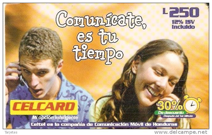 TARJETA DE HONDURAS DE 250 LEMPIRAS DE CELCARD 30% DE DESCUENTO - Honduras