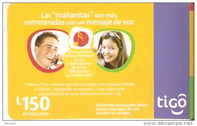 TARJETA DE HONDURAS DE 150 LEMPIRAS DE TIGO  MENSAJES DE VOZ - Honduras