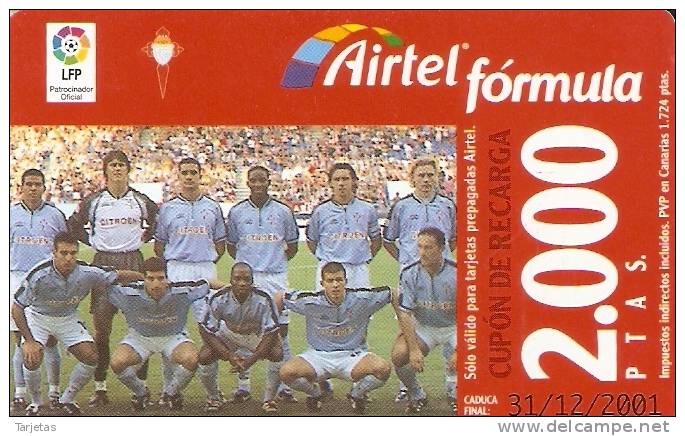 TARJETA DE ESPAÑA DE FUTBOL DEL CELTA DE VIGO  (FOOTBALL) AIRTEL - Airtel