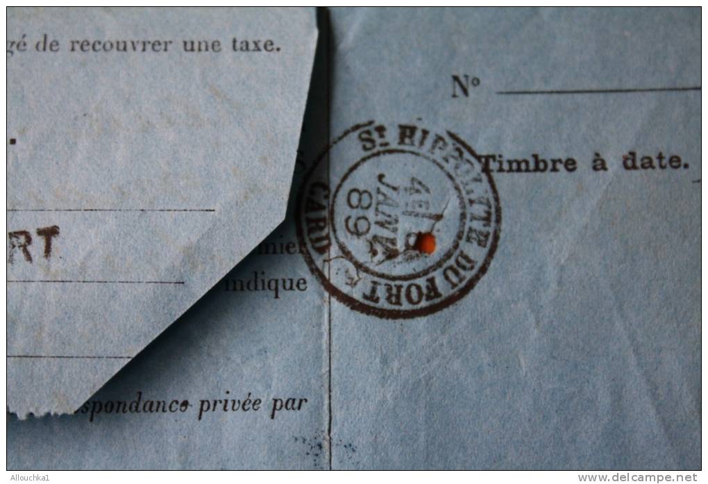 ANCIEN TELEGRAMME DE SAINT HYPPOLITE DU FORT EN JANVIER 1889 PROVENANCE ALGER  EXP COMMANDE.... - Telegraph And Telephone