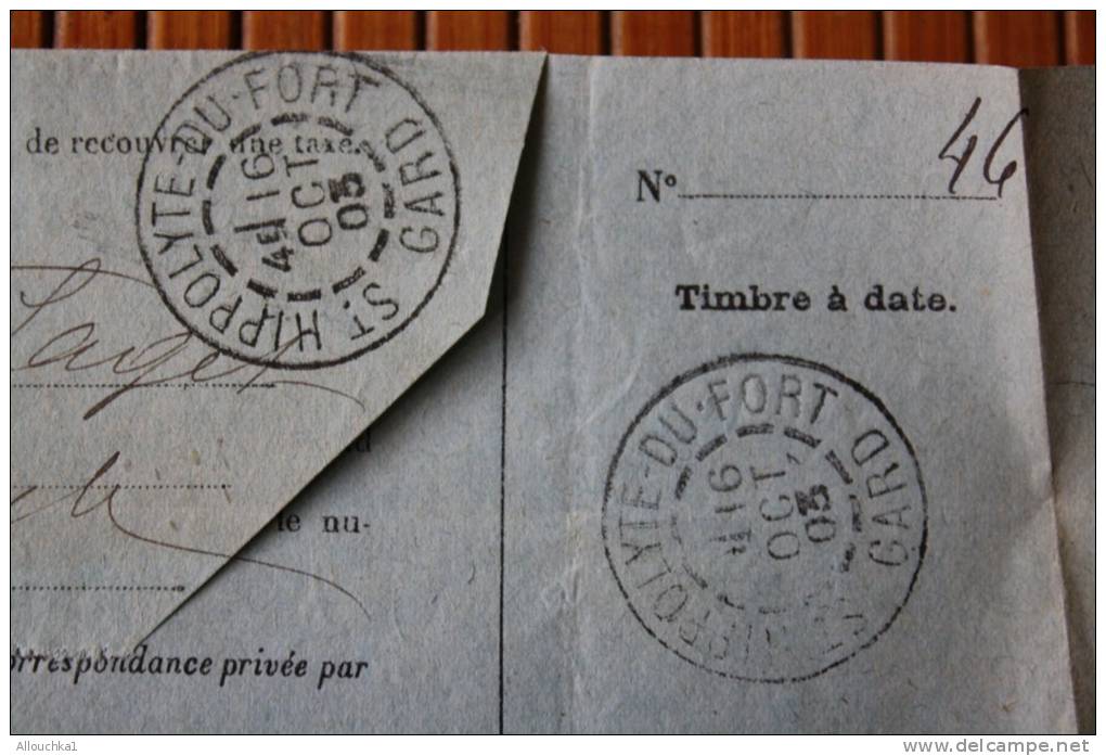 ANCIEN TELEGRAMME DE SAINT HYPPOLITE DU FORT LE 16 OCT  1903 PROVENANCE DE BONE ALGERIE FRANCAISE  LIRE TEXTE ... - Telegraaf-en Telefoonzegels