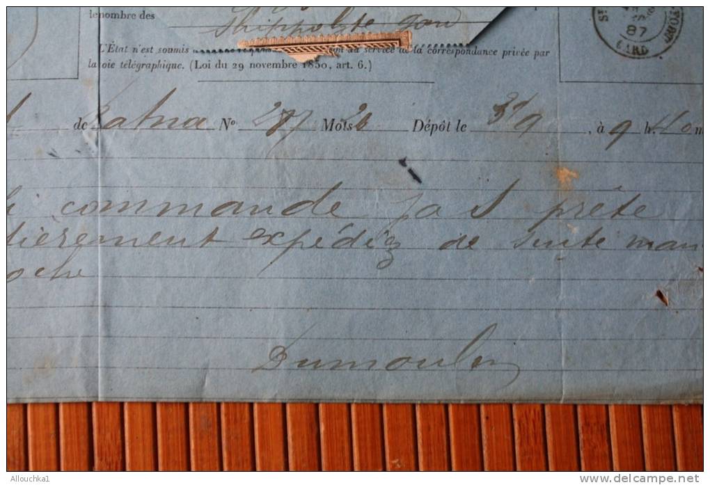 ANCIEN TELEGRAMME DE SAINT HYPPOLITE DU FORT 30 EN 1887 PROVENANCE DE BATNA ALGERIE FRANCAISE  LIRE TEXTE .. - Telegraaf-en Telefoonzegels
