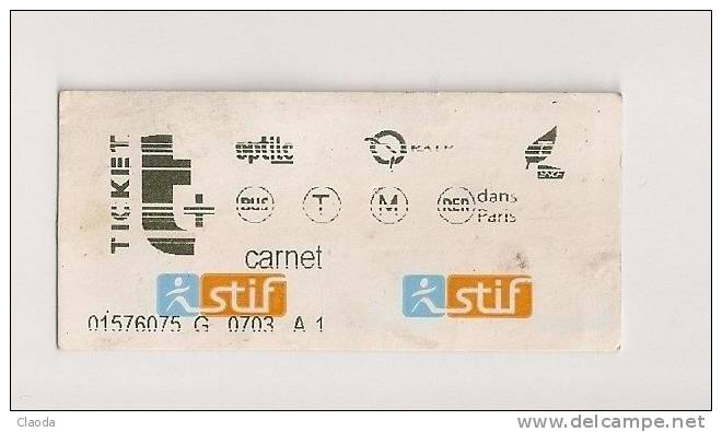 24 T - TICKET RATP -  METRO - BUS - RER  Dans PARIS - Europe