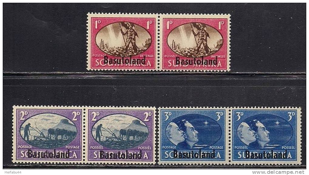 Basutoland     Peace Overprinted   Set (3 Pair)   SC# 29a-31a  Mint - 1933-1964 Colonia Británica
