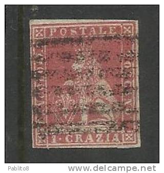 ANTICHI STATI: TOSCANA 1857 1 CRAZIA CARMINIO ANNULLATO FIRMATO - Toscane