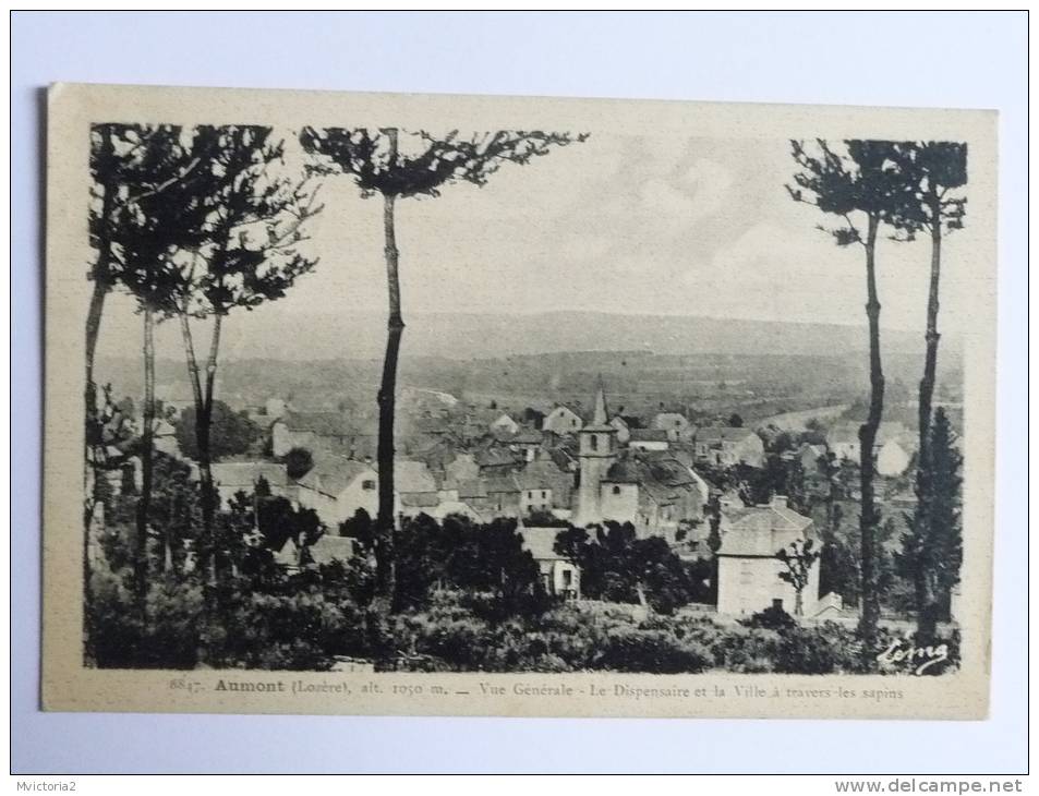 AUMONT - Vue Générale , Le Dispensaire Et La Ville à Travers Les Sapins. - Aumont Aubrac