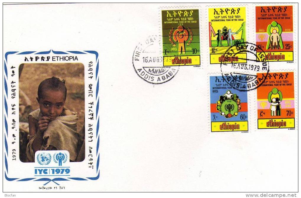 UNO Jahr Des Kindes 1979 Farbige Kinder + Emblem Äthopien 1017/1 FDC 9€ UNESCO-Serie Cover Children - Äthiopien