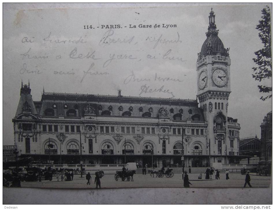 CPA Paris La Gare De Lyon - Animé 1905 - MU - Transport Urbain En Surface