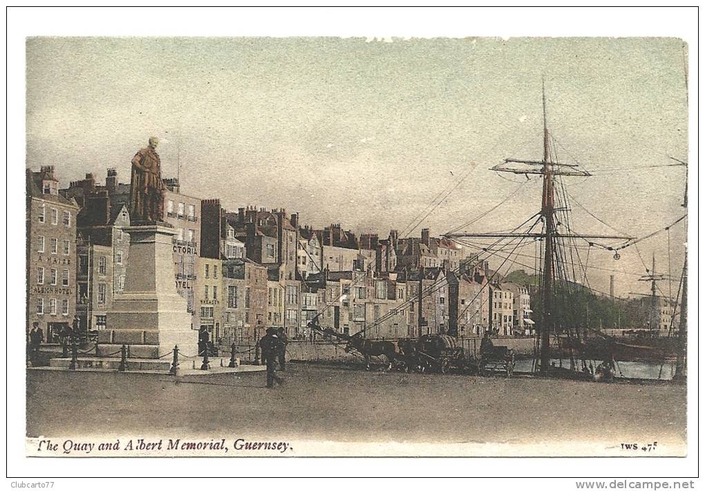 Guernesey Ou Guernsey (Royaume-Uni) : The Quay An The Boat About Albert Memorial Im 1910. - Guernsey