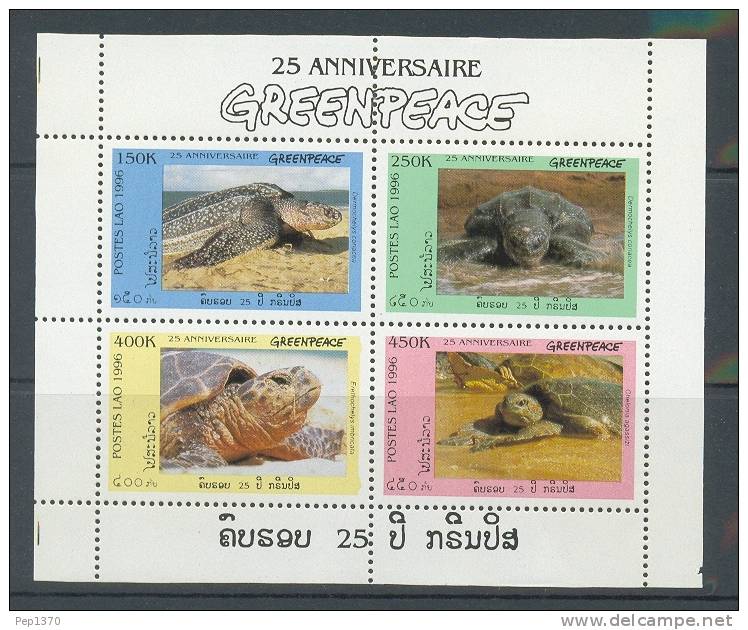 LAOS 1996 FAUNA TORTUGAS GREENPEACE 4 Sellos - Schildpadden