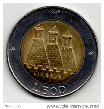 SAN MARINO 500 LIRE 1987 BIMETALLICA - San Marino