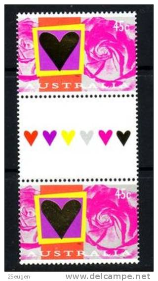 AUSTRALIA 1996 HEARTS AND ROSES GUTTER PAIR  MNH - Mint Stamps