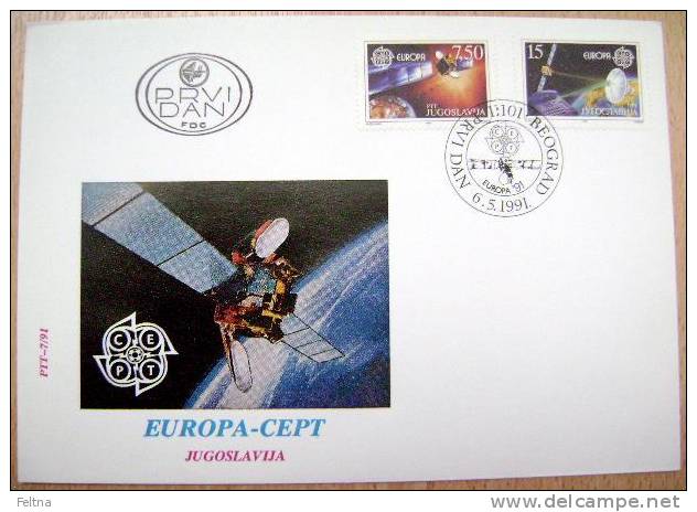 1991 YUGOSLAVIA FDC EUROPA CEPT SATELITTE TELECOMMUNICATION - 1991