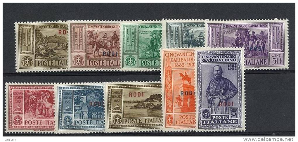 FILATELIA - EX COLONIE - RODI EGEO SERIE GARIBALDI NUOVA GOMMA INTEGRA ** MNH FRESCHISSIMA - Ägäis (Rodi)