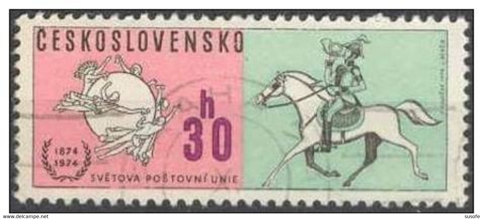 Checoslovaquia 1974 Scott 1962 Sello * UPU Emblema Y Postilion Michel 2222 Yvert 2067 Czechoslovakia Stamps Timbre - Ungebraucht