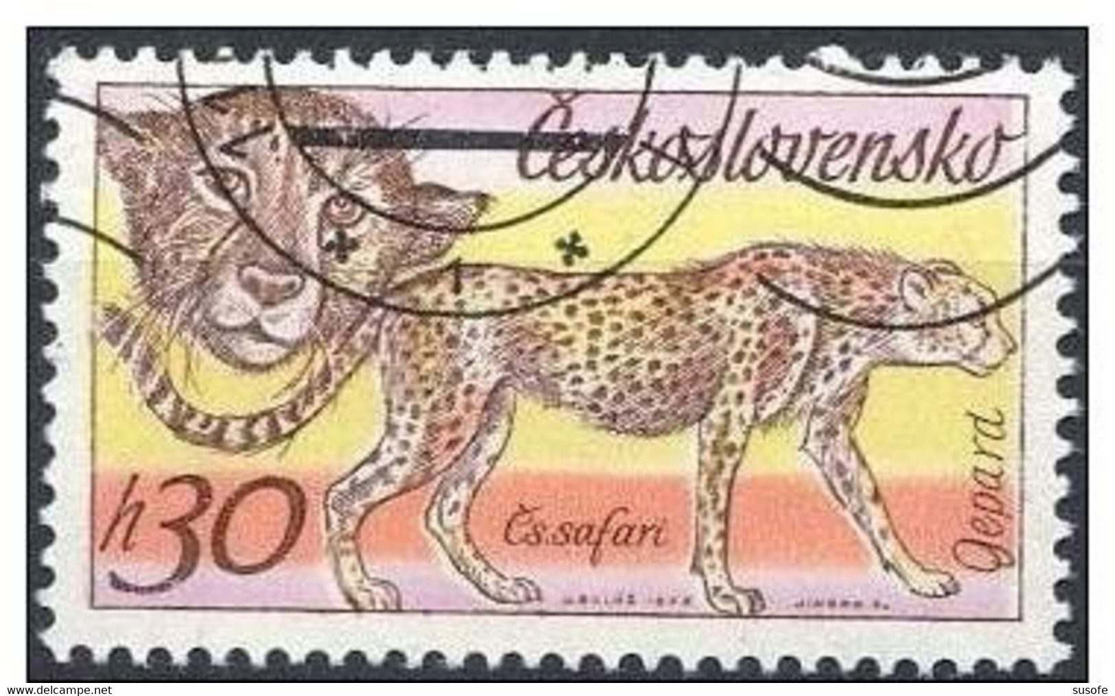 Checoslovaquia 1976 Scott 2086 Sello * Fauna Leopardo Safari Cheetah (Acinonyx Jubatus) Michel 2347 Yvert 2183 Czechoslo - Ungebraucht