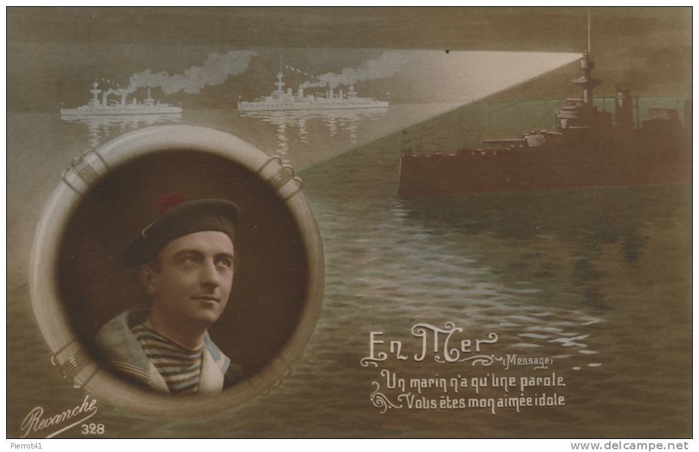 MILITARIA - BATEAUX - Jolie Carte Fantaisie Marin Et Sous-marin - Sottomarini