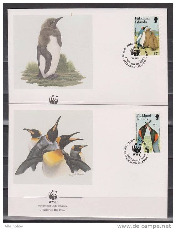 Falkland, 1991, Pinguins,  WWF, 4 FDC - FDC