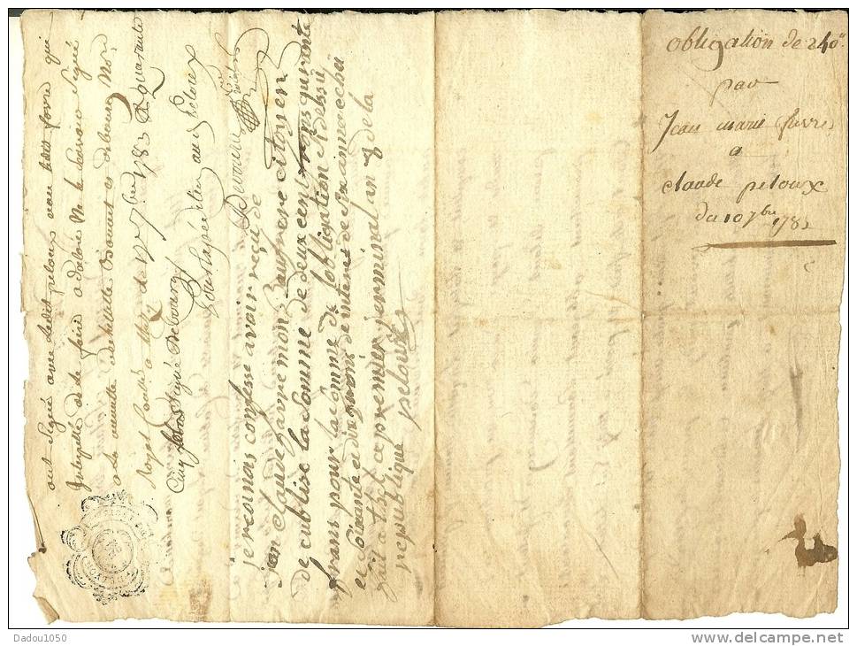 Document 1783 - Cachets Généralité