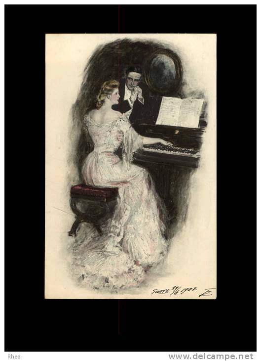 ILLUSTRATEURS - BELLE SERIE DE 2 CARTES POSTALES ILLUSTREES Par Clarence F. UNDERWOOD - Femme Au Piano - Underwood, Clarence F.