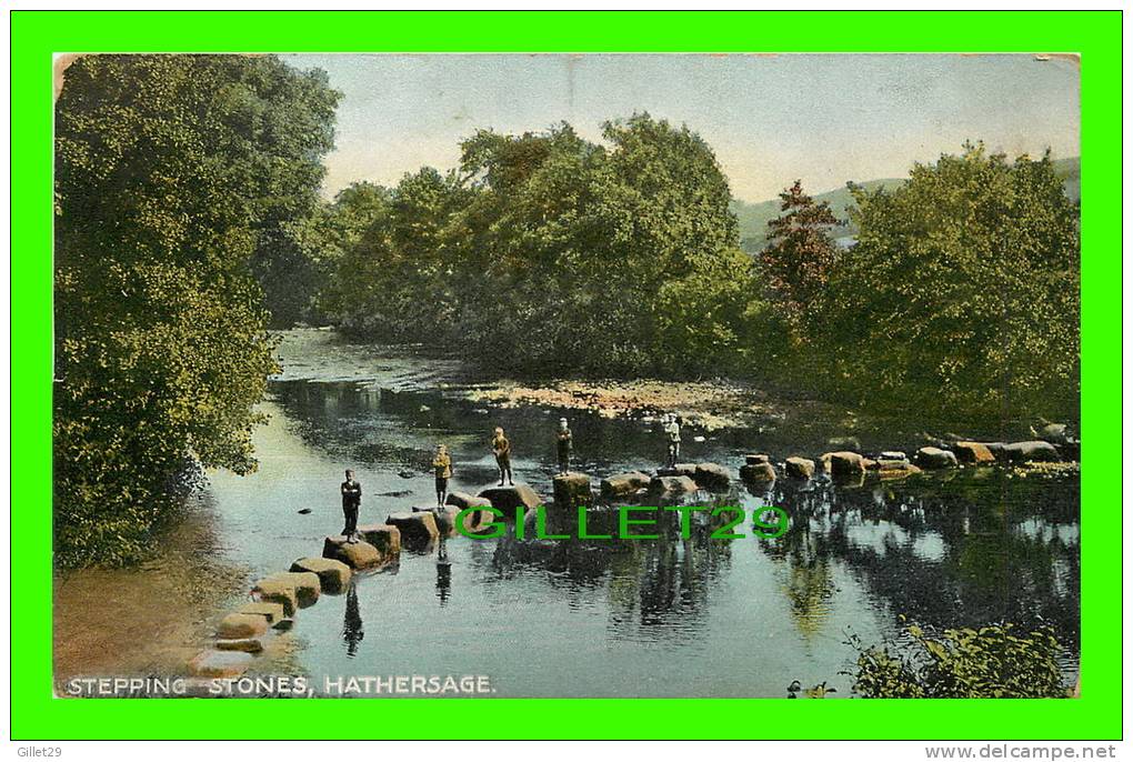 HATHERSAGE, UK - STEPPING STONES - ANIMATED - TRAVEL IN 1904 - A.P. CO - - Derbyshire