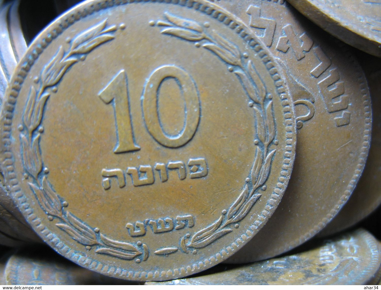 TEMPLATE LISTING ISRAEL LOT OF  10  COINS 10 PRUTA PRUTAH 1949 KM#11 COIN. - Otros – Asia