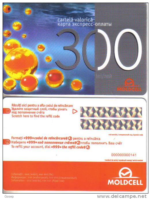 Moldova-moldcell-300 Lei-mint Card+1 Card Prepiad Free - Moldova