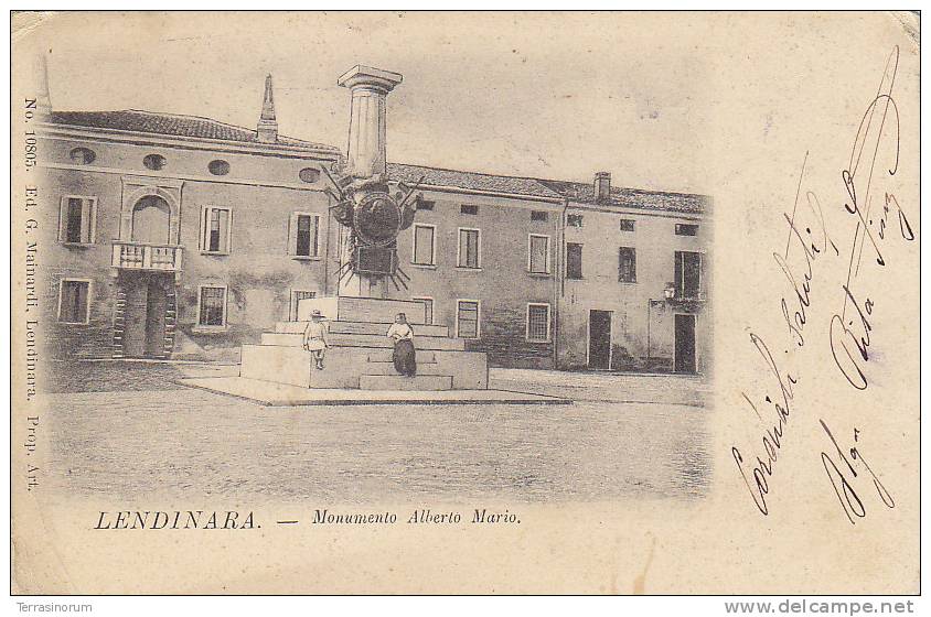 $3-1378- Lendinara - Monumento Alberto Mario - F.p. Viaggiata 1901 - Rovigo