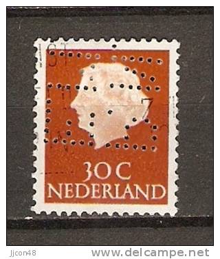 Nederland 1953-71 Queen Juliana  (o) Mi.624 X Y A  (perfin P.N.E.M.) - Oblitérés