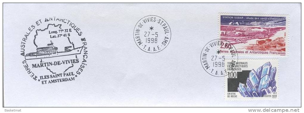 TAAF ENV MARTIN DE VIVIES DU 27/5/1998 1 CACHET - Ungebraucht